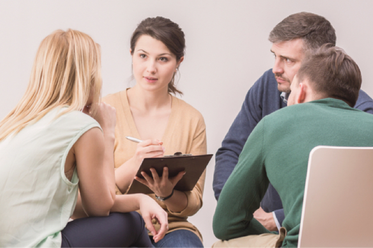 Woman leading a focus group