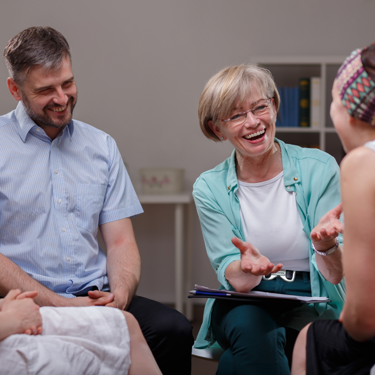 A group conducting and taking part in a medical focus group